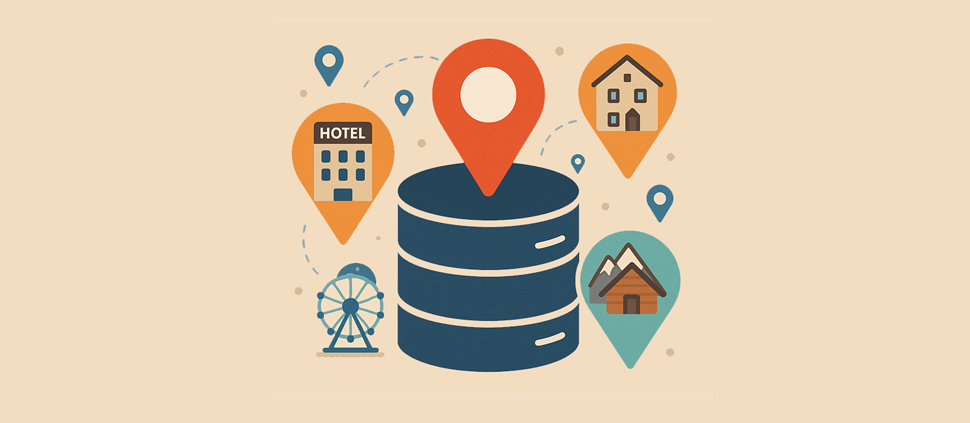 Na grafice różne symbole obiektów turystycznych